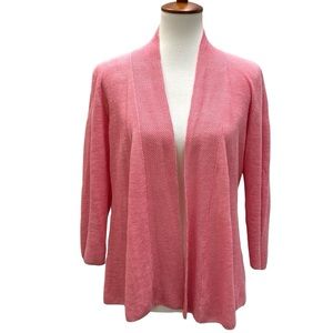Eileen Fisher 100% Linen Pink Open Cardigan Small